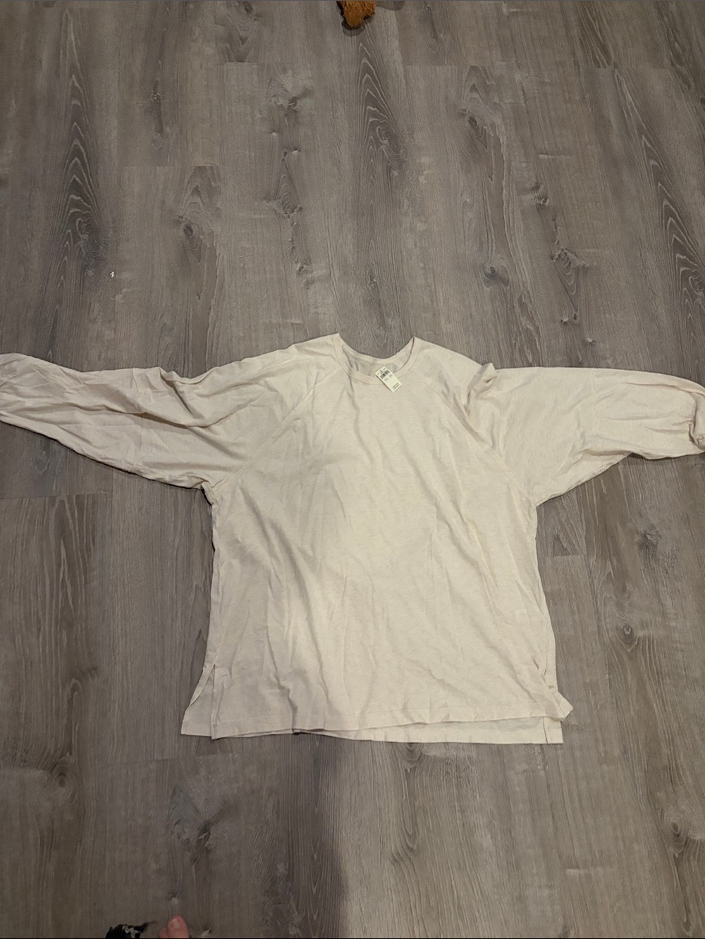 aerie Light Cream Long-Sleeve Lightweight Crew Top